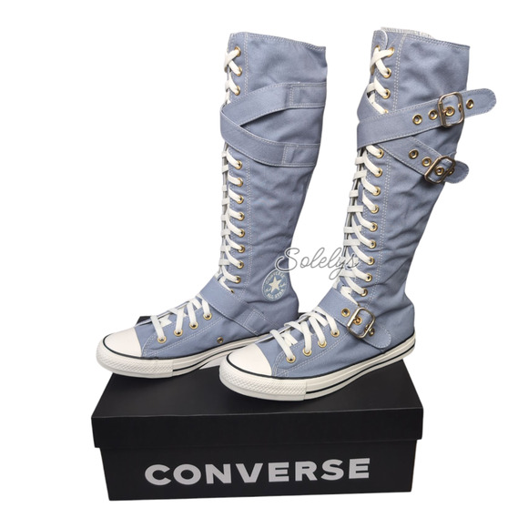 Converse XXHI Triple Buckle Strap Wet Stone Blue Knee High Sneaker Womens 10.5 - Picture 4 of 10
